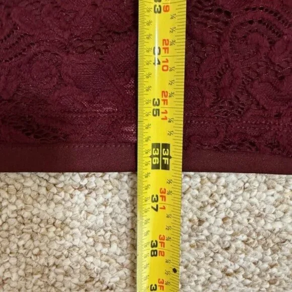 Lily & Lola Womens Lace Bodycon Dress Burgundy Stretch Size XL - Picture 8 of 10